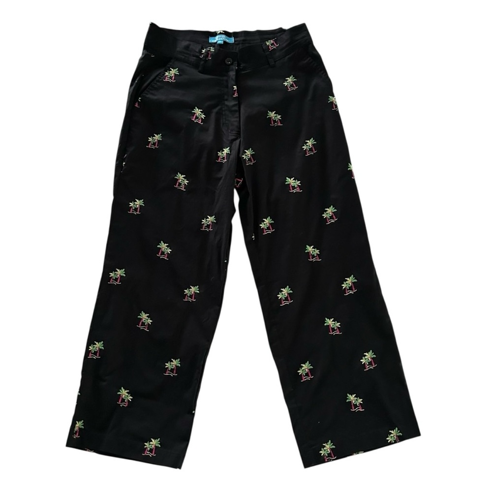 Cotton Connection Pants Black Palm Trees Embroidered Girls Kids Size 10 Tropical